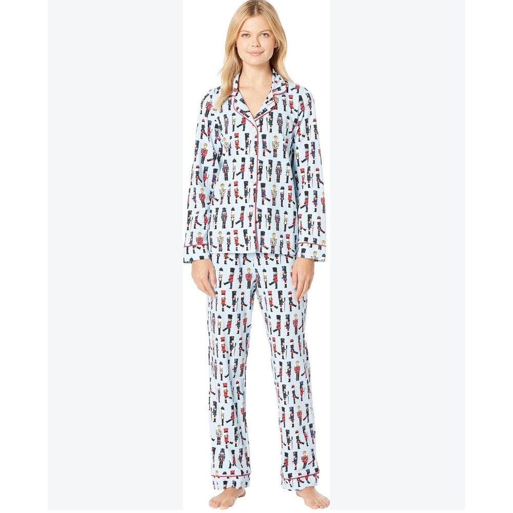 BedHead Pajamas Women's sz Medium Nutcracker Print Blue Cotton Jersey Pajama Set